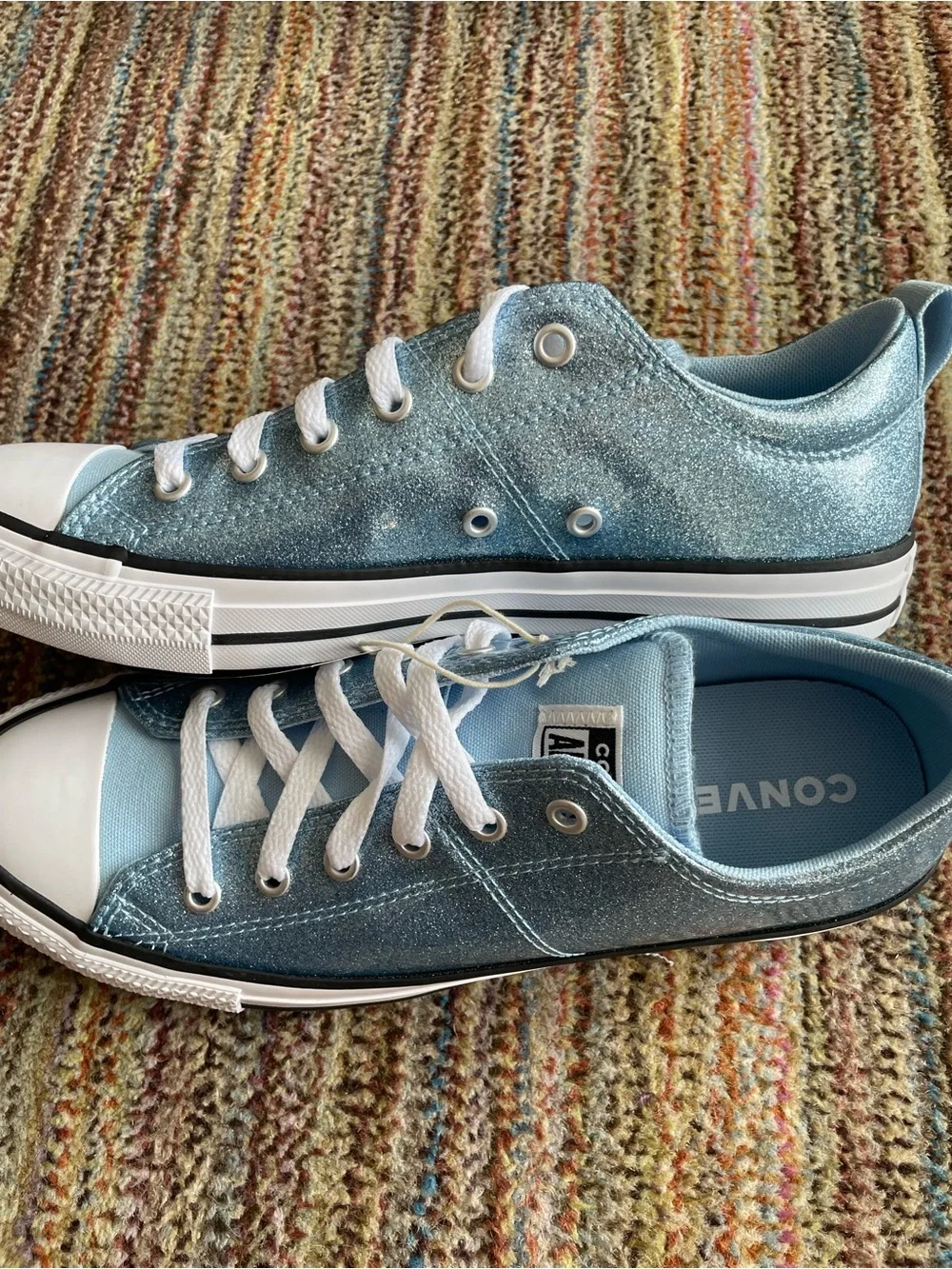 Converse CTAS Madison Ox Light Blue Glitter Low Tops - Women’s 8 (Kids 7) NWB